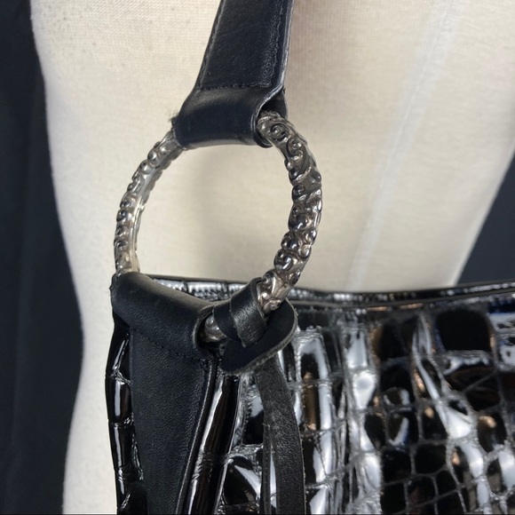 Brighton patent croc embossed leather shoulder bag - Picture 6 of 16